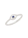 NEPHORA 14K WHITE GOLD, DIAMOND & BLUE SAPPHIRE EVIL EYE RING,0400011445699