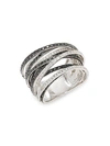 SAKS FIFTH AVENUE 14K WHITE GOLD, BLACK DIAMOND & WHITE DIAMOND MULTI-BAND RING,0400011929515