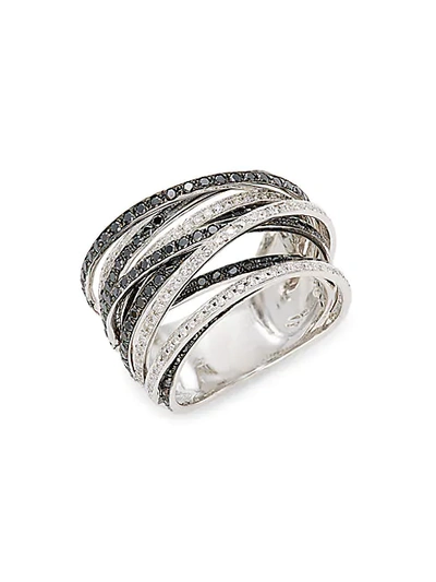 Saks Fifth Avenue 14k White Gold, Black Diamond & White Diamond Multi-band Ring