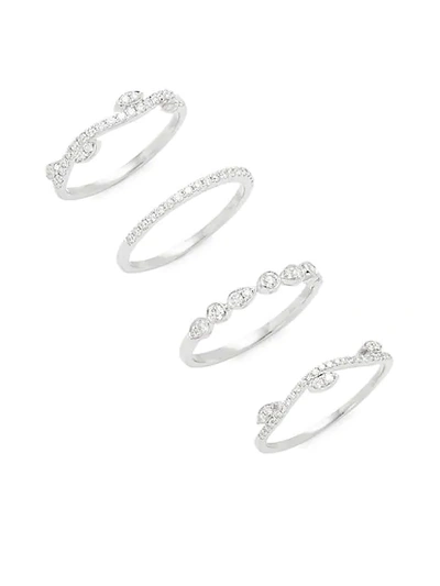 Saks Fifth Avenue 4-piece 14k White Gold & Diamond Ring Set