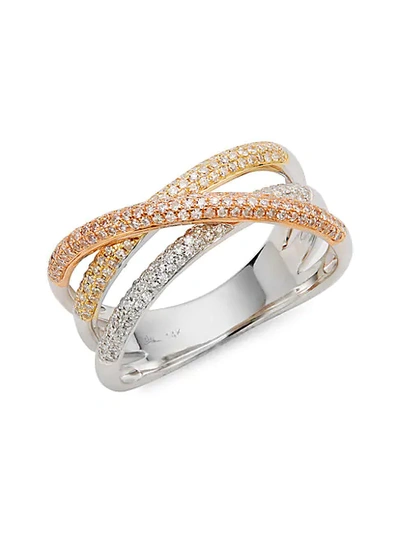 Saks Fifth Avenue 14k Tri-tone Gold & Diamond Ring