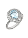 SAKS FIFTH AVENUE 14K WHITE GOLD, AQUAMARINE & DIAMOND RING,0400011871346