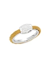 ALOR 18K WHITE & STAINLESS STEEL GOLD DIAMOND ROPE RING,0400012166702