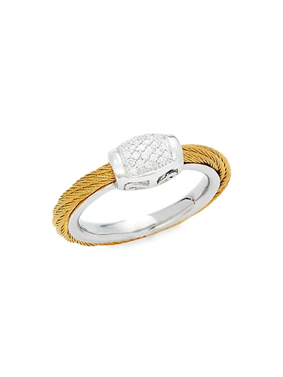 Alor 18k White & Stainless Steel Gold Diamond Rope Ring