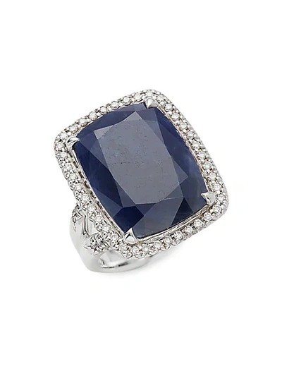 John Hardy Sterling Silver, Blue Sapphire & Diamond Ring