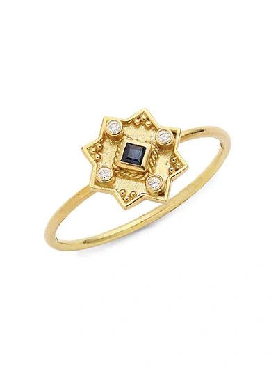 Legend Amrapali Heritage 18k Yellow Gold, Sapphire & Diamond Star Ring