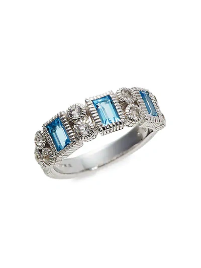 Judith Ripka Sterling Silver, White & Blue Topaz Ring