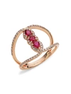 SAKS FIFTH AVENUE 14K ROSE GOLD, RUBY & DIAMOND RING,0400012302228