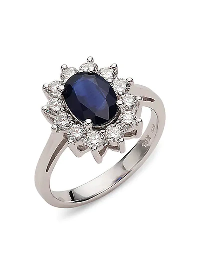Saks Fifth Avenue 14k White Gold, Sapphire & Diamond Ring