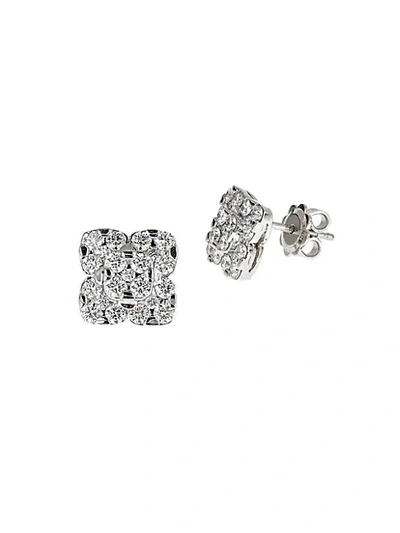 Saks Fifth Avenue 18k White Gold & Diamond Clover Stud Earrings