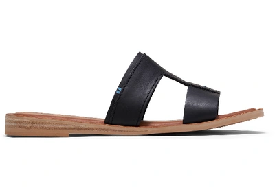 Toms Black Vegetable Tanned Leather Women's Seacliff Sandals