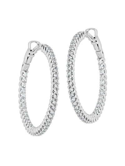 Saks Fifth Avenue 14k White Gold & White Diamond Hoop Earrings
