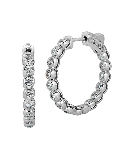 Saks Fifth Avenue 14k White Gold & Diamond Hoop Earrings