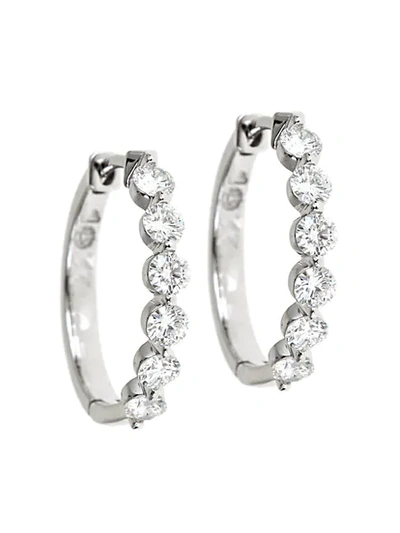 Saks Fifth Avenue 14k White Gold & White Diamond Hoop Earrings