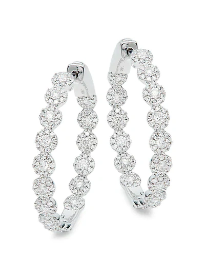 Saks Fifth Avenue 14k White Gold Diamond Scalloped Hoop Earrings