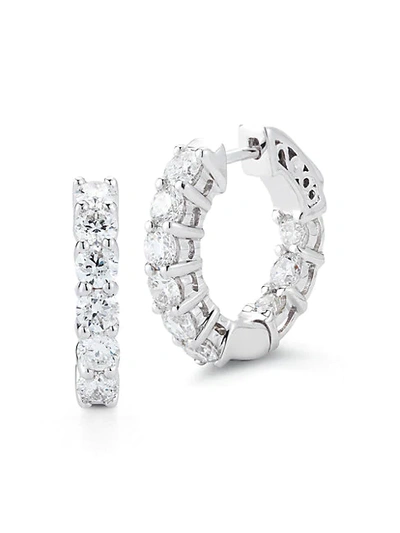 Nephora 14k White Gold & Diamonds Huggie Earrings