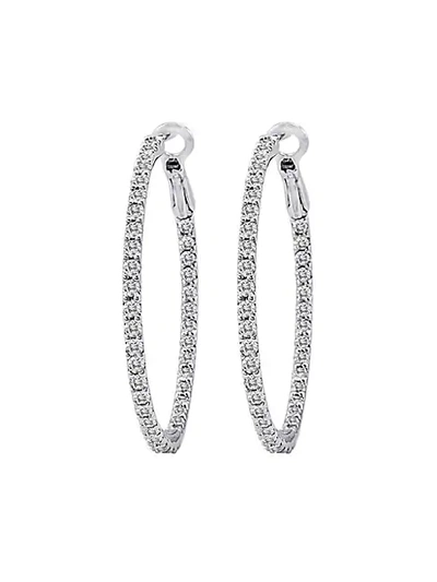 Nephora 14k White Gold & Diamond Hoop Earrings