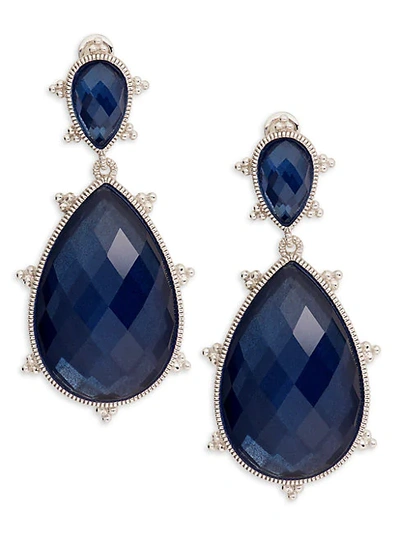 Judith Ripka Sterling Silver & Blue Quartz Drop Earrings