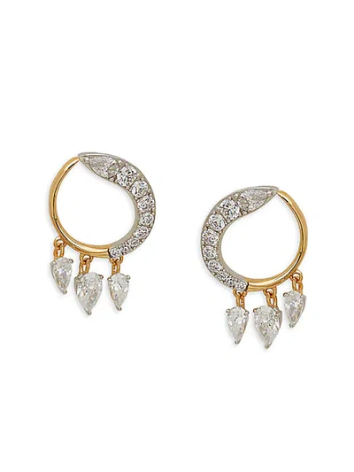 Adriana Orsini Goldplated, White Rhodium-plated, Sterling Silver & Crystal Hoop Earrings