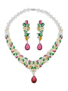 EYE CANDY LA THE LUXE KATE SILVERTONE & CRYSTAL NECKLACE & EARRINGS SET,0400012471187