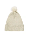 LA FIORENTINA FAUX FUR POM POM METALLIC BEANIE,0400010686287