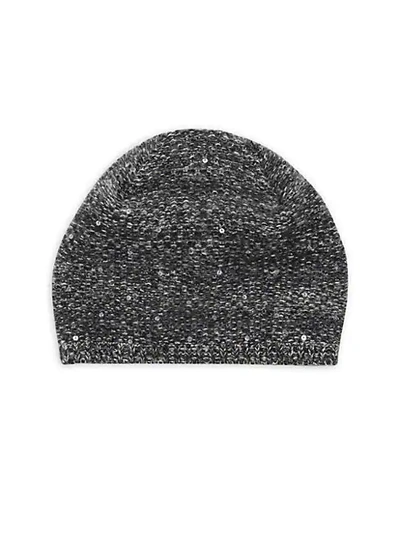 Carolyn Rowan Scattered Sequins Baggy Cashmere Beanie In Black Combo