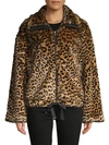 Rebecca Minkoff Brigit Faux Fur Leopard Print Jacket In Tan