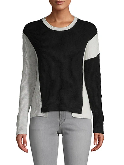 Amicale Colorblock Cashmere Sweater In Grey Multi