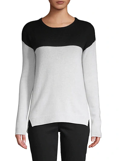 Amicale Colorblock Cashmere Sweater In White Black