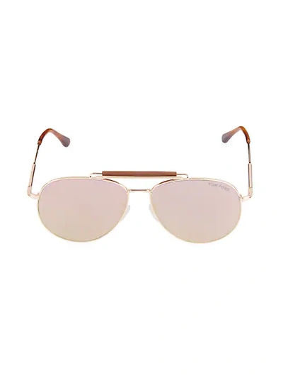 Tom Ford 60mm Round Aviator Sunglasses In Violet