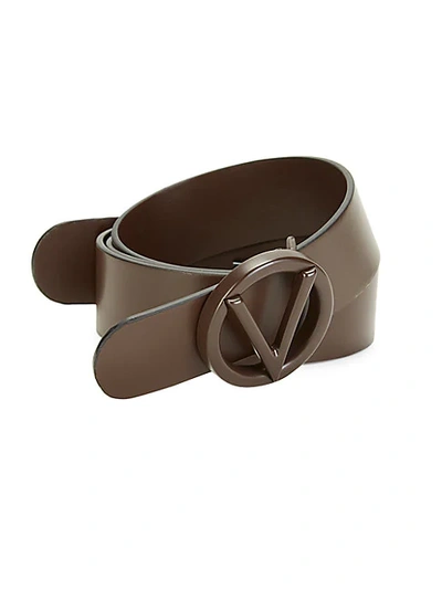 Valentino By Mario Valentino Men's Circular Logo Buckle Leather Belt In Chocolate