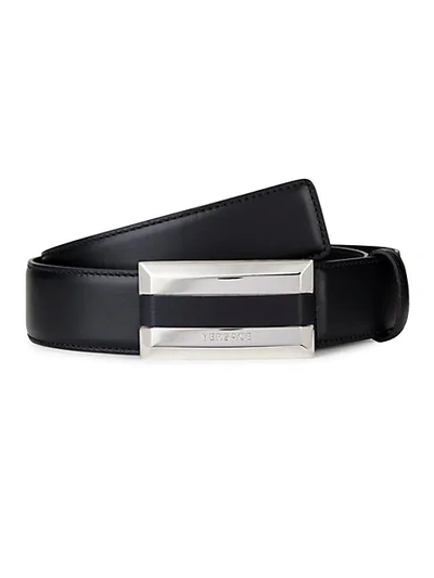 Versace Plaque Buckle Leather Belt In Black