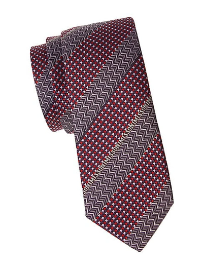 Missoni Geometric Silk Tie In Red