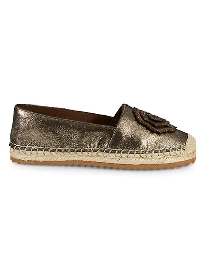 Karl Lagerfeld Abby Embellished Leather Espadrilles In Beige