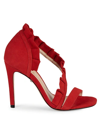 Schutz Women's Aimé Ruffle Suede Sandals In Red