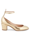 VALENTINO GARAVANI METALLIC LEATHER BLOCK HEEL PUMPS,0400010537788