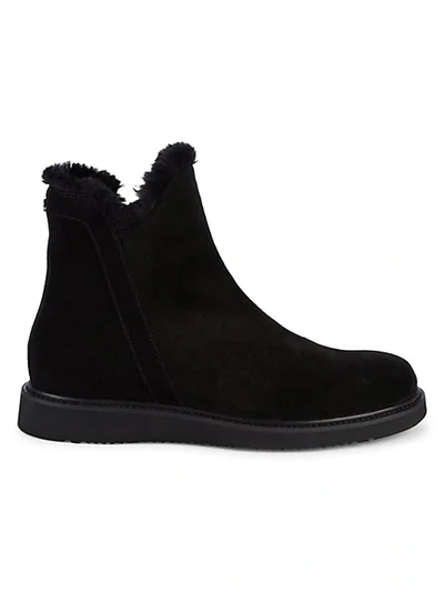 Aquatalia Catalina Faux Fur Suede Booties In Black