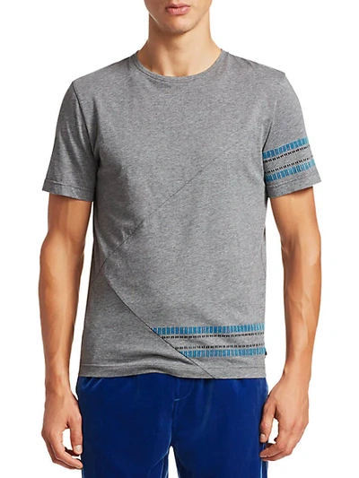 Madison Supply Placement Linear Cotton Tee In Grey Heather