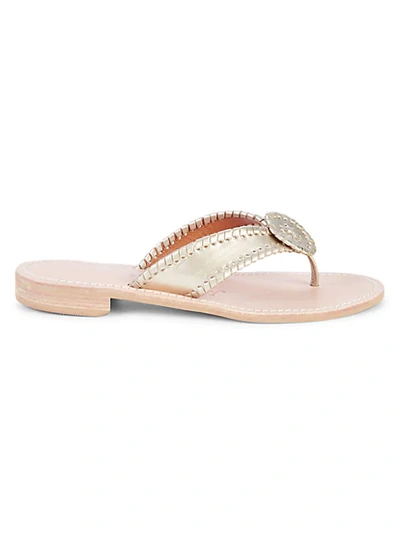 Jack Rogers Slip-on Leather Flip Flops In Platinum