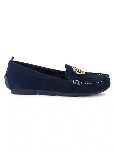 Tommy Hilfiger Suede Driving Loafers In Orange Chianti