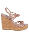 STUART WEITZMAN SEASCAPE LEATHER &AMP; CORK PLATFORM WEDGE SANDALS,0400012389403