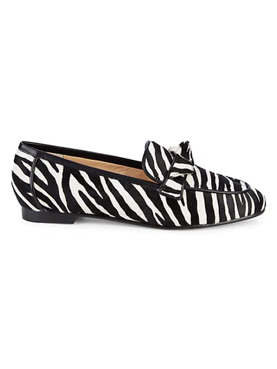 Alexandre Birman Becky Pipe Genuine Calf Hair Zebra Print Loafers In Zebra Black