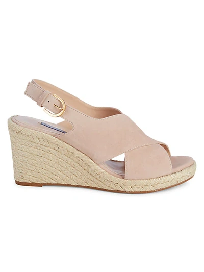 Stuart Weitzman Paris Suede Espadrille Wedge Sandals In Nude