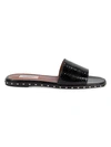 VALENTINO GARAVANI ROCKSTUD SNAKESKIN-EMBOSSED LEATHER SLIDES,0400012480403