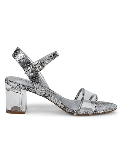 Anne Klein Cabalina Transparent Heel Sandals In Silver