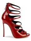 CASADEI STRAPPY PATENT LEATHER HEELED SANDALS,0400012325518