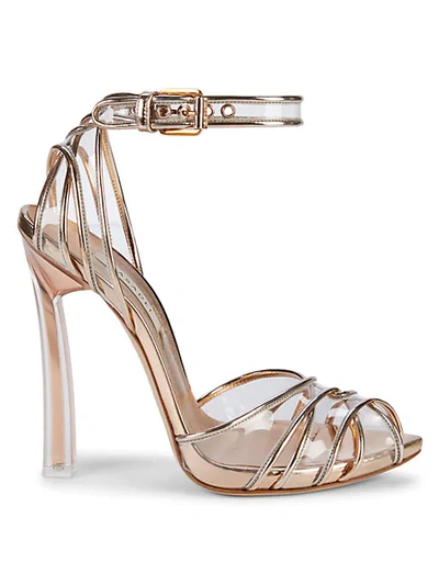 Casadei Peep-toe Stiletto Sandals In Metallic