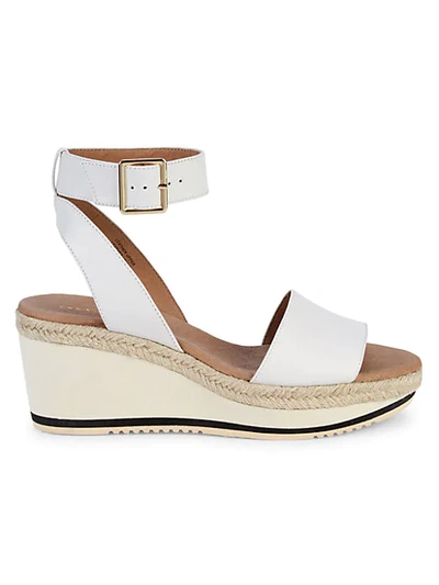 Andre Assous Petra Leather Wedge Sandals In Black
