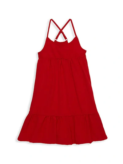 Andy & Evan Little Girl's Ribbed Flounce Dress In Bright Red