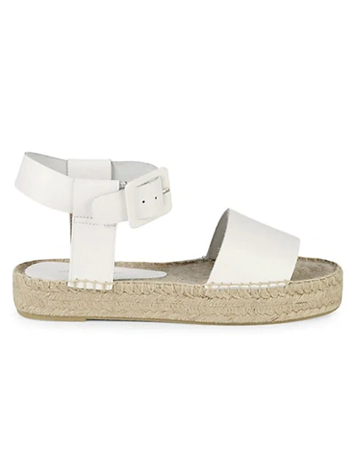 Saks Fifth Avenue Leather Ankle-strap Platform Espadrilles In White